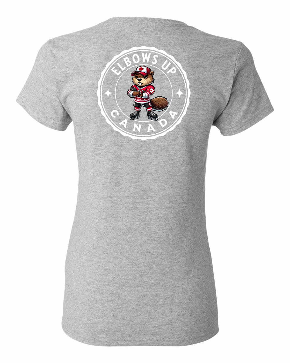 Elbows Up Beaver Left Chest and Back Women's Tee