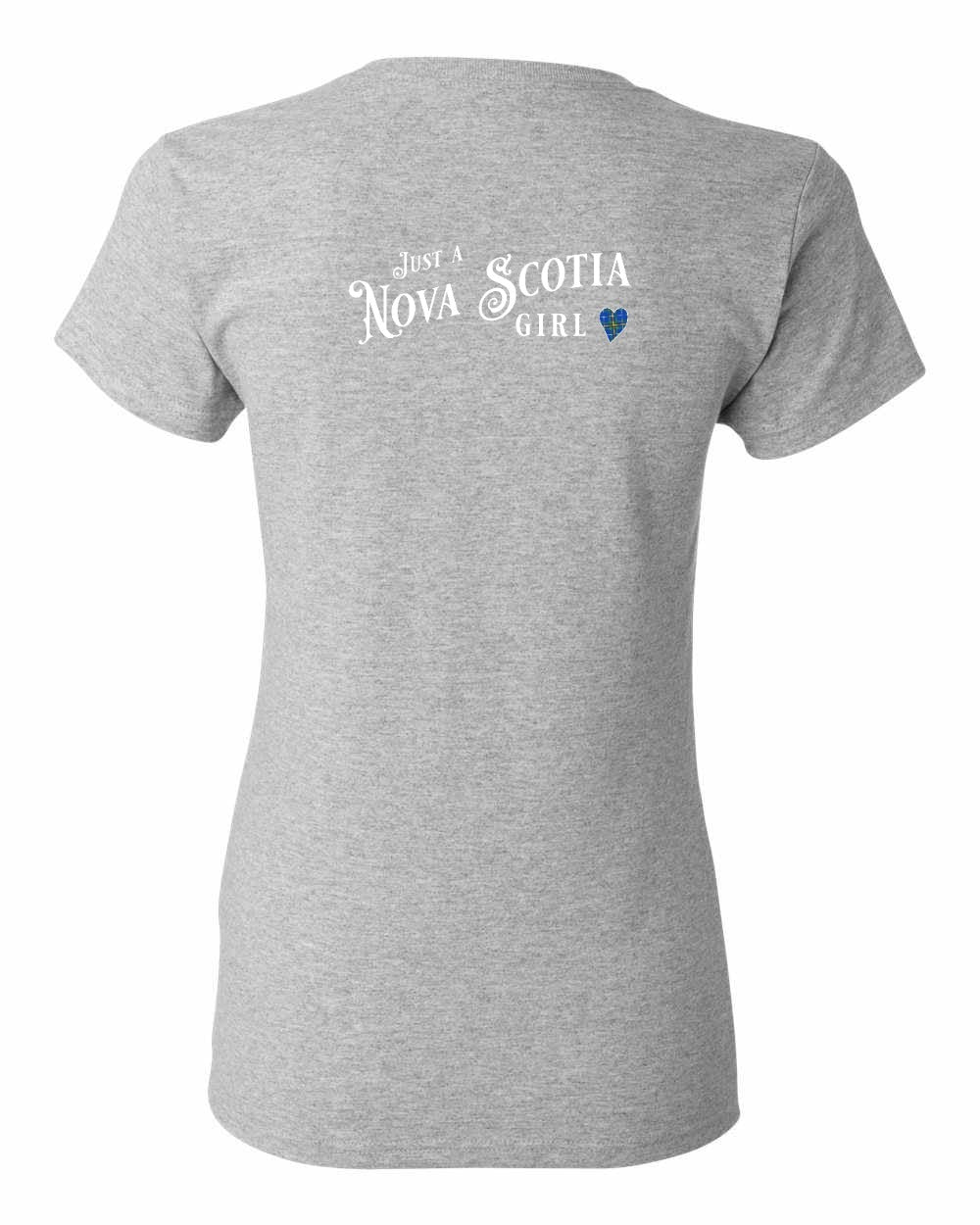 Just a Nova Scotia Girl Tartan Left Chest and Back womens-tee