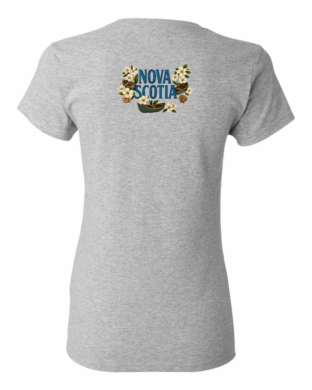 Nova Scotia Flowers Left Chest and Back womens-tee