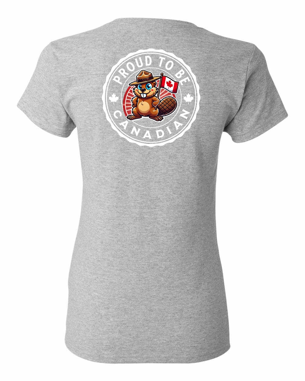 Proud to be Canadian Beaver Left Chest and Back Women's Tee