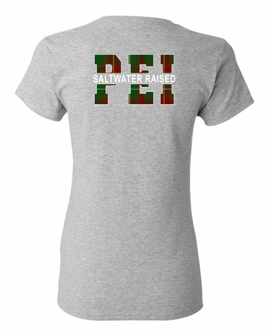 PEI Saltwater Raised Left Chest and Back Women's Tee Printed NOT STITCHED