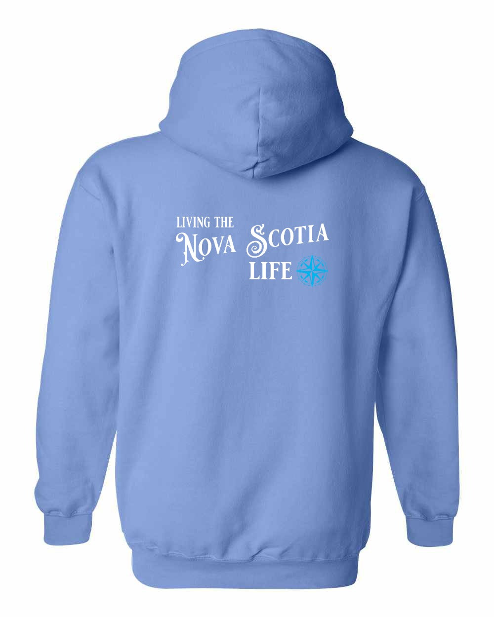 Living the Nova Scotia Life blue Left Chest and Back pullover