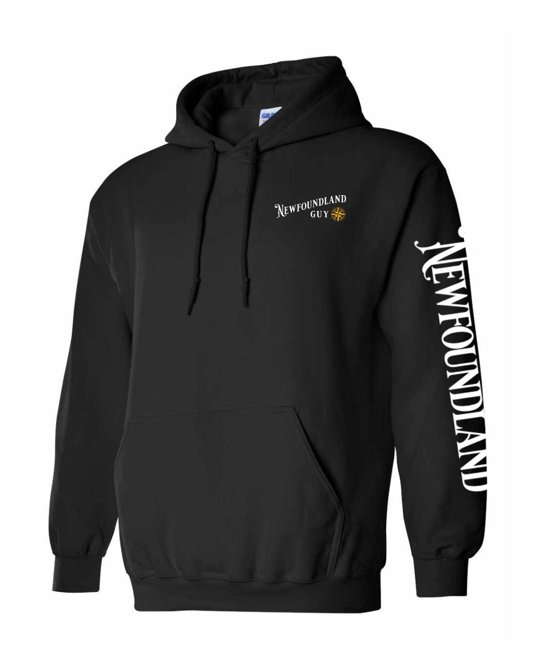 Newfoundland Guy Yellow Compass Left Chest and Sleeve Pullover Hoodie
