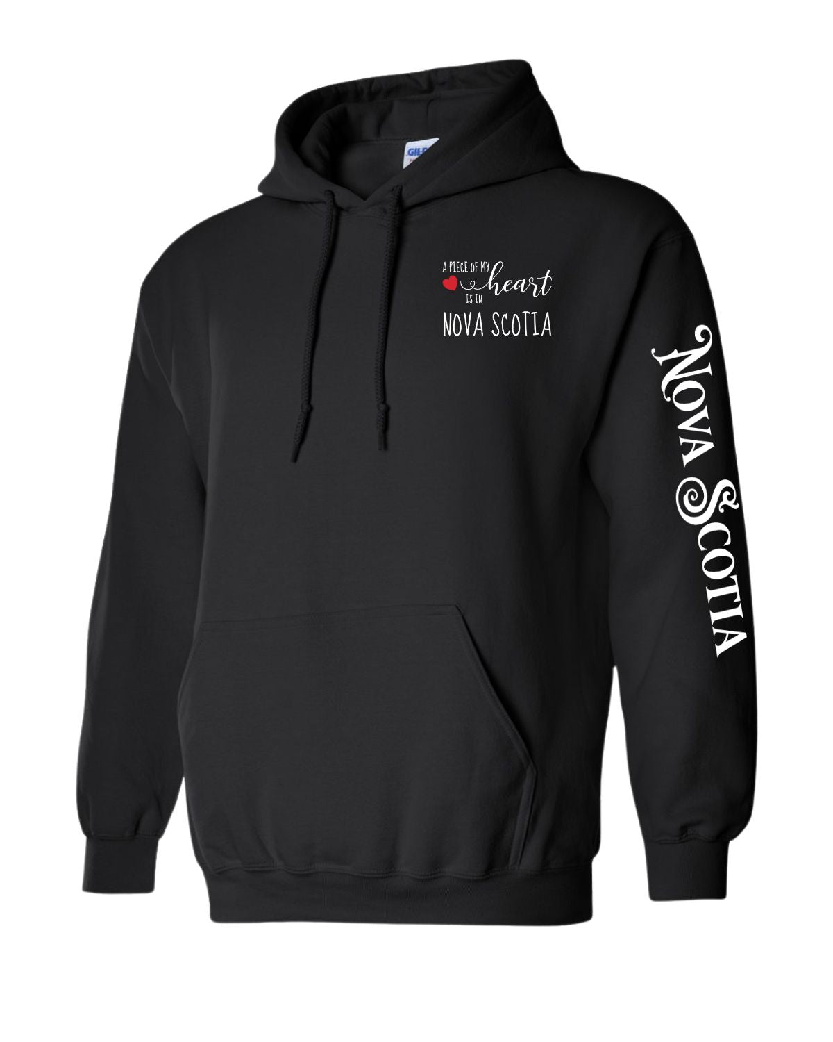 A piece of my heart is in Nova Scotia ( Red Heart ) Left Chest and Sleeve Pullover Hoodie