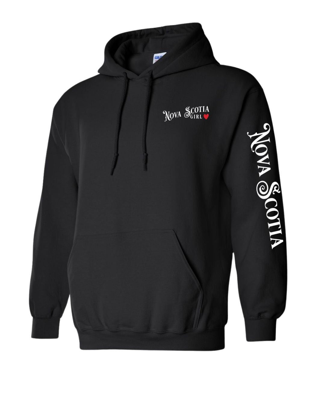 Nova Scotia Girl Red Heart Left Chest and Sleeve Pullover Hoodie