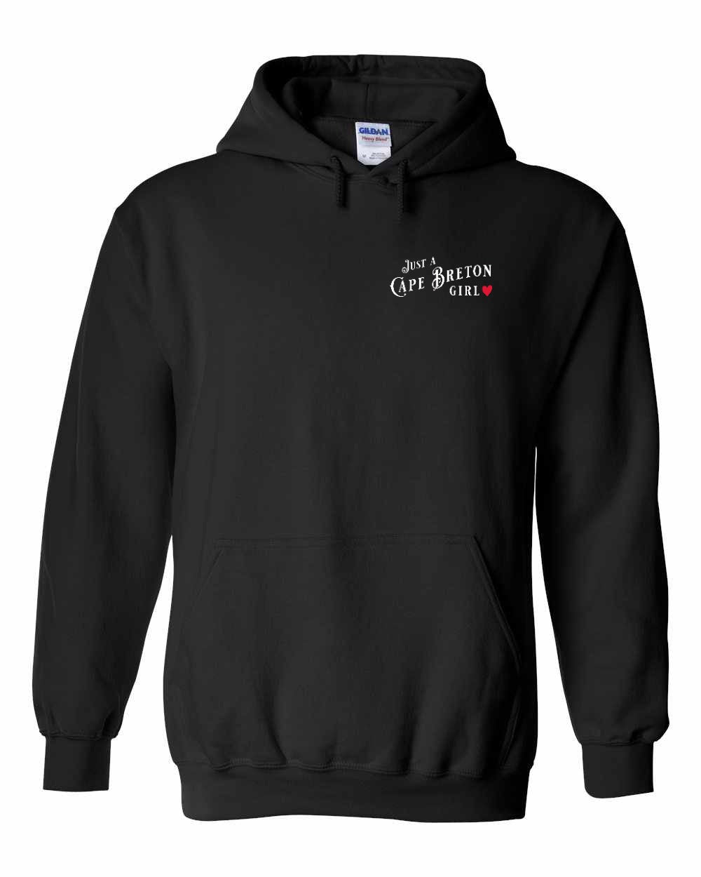 Just a Cape Breton Girl Red Heart Left Chest Pullover Hoodie