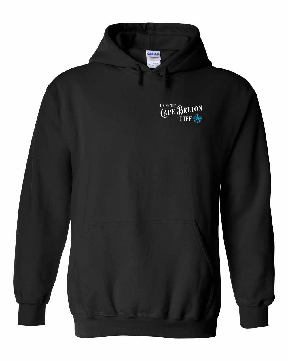 Living the Cape Breton Life blue Left Chest Pullover Hoodie