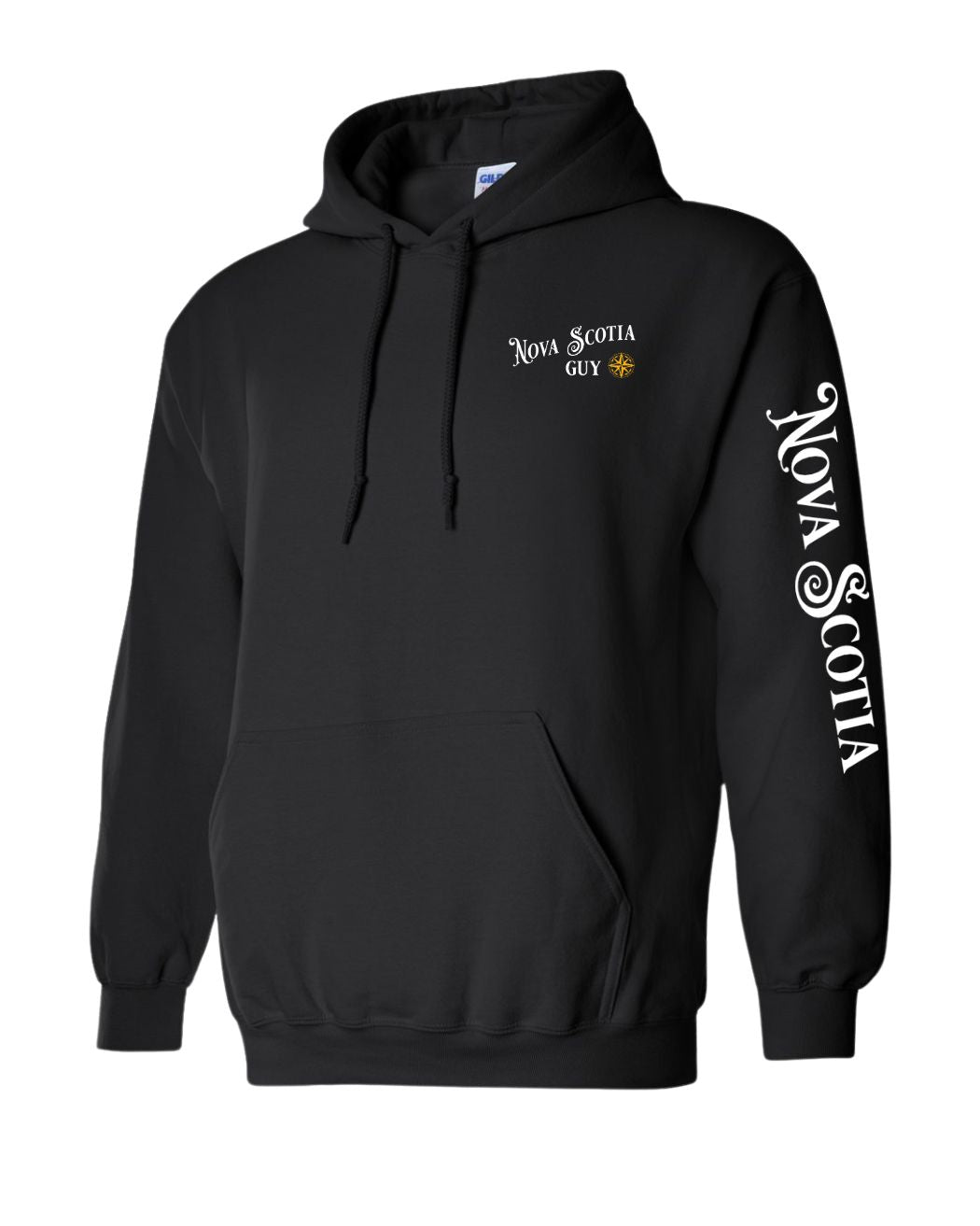 Nova Scotia Guy Yellow Compass Left Chest and Sleeve Pullover Hoodie