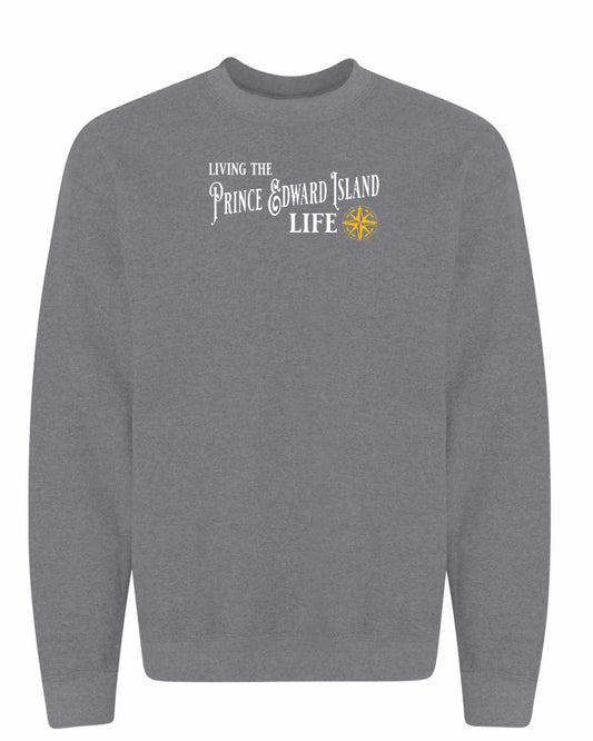 Living the PEI life yellow compass full crewneck sweatshirt