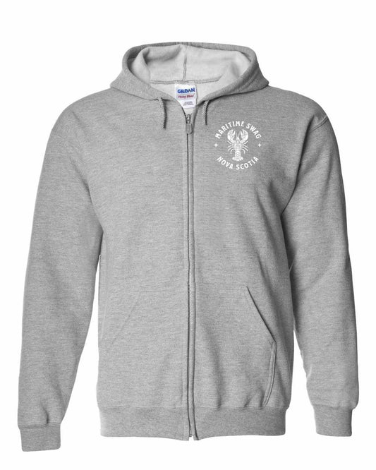 Maritime Swag Nova Scotia Mandala white Lobster Left Chest zip-hoodie