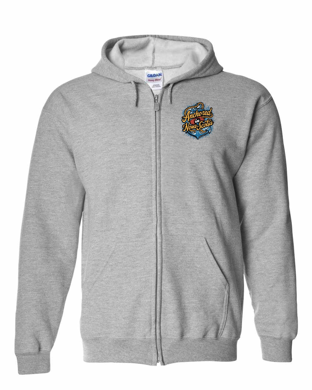 Anchored In Nova Scotia (Old Design) Left Chest and Back zip-hoodie