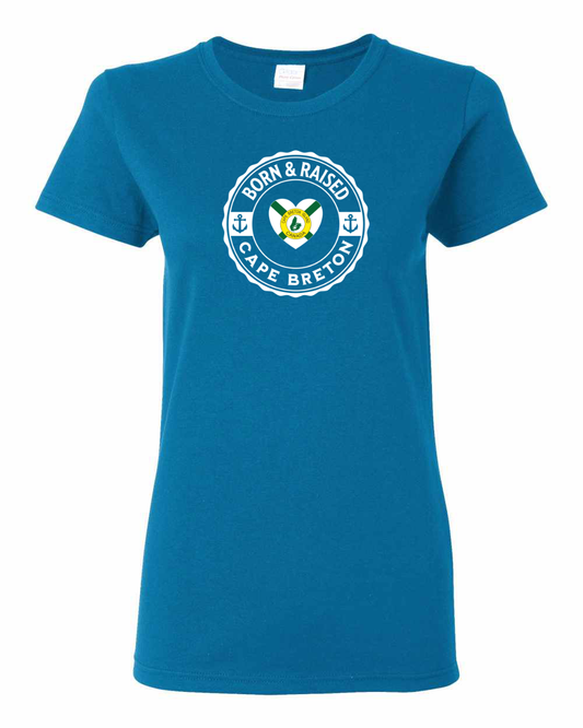 Born and Raised Heart Flag CB Full Front Women's Tee