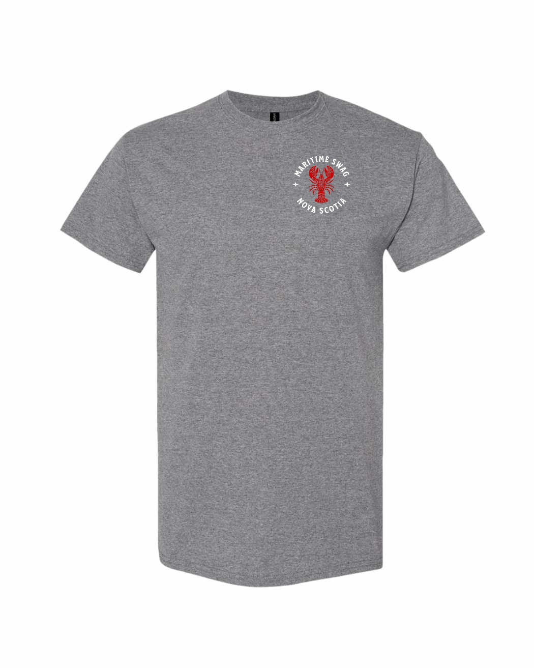 Maritime Swag Nova Scotia Mandala Red Lobster Left Chest and Back mens-tee