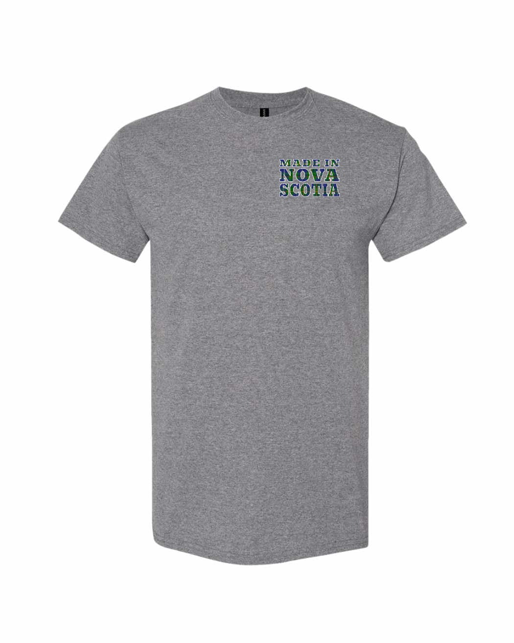 Made In Nova Scotia ( Tartan Lettering) Left Chest mens-tee