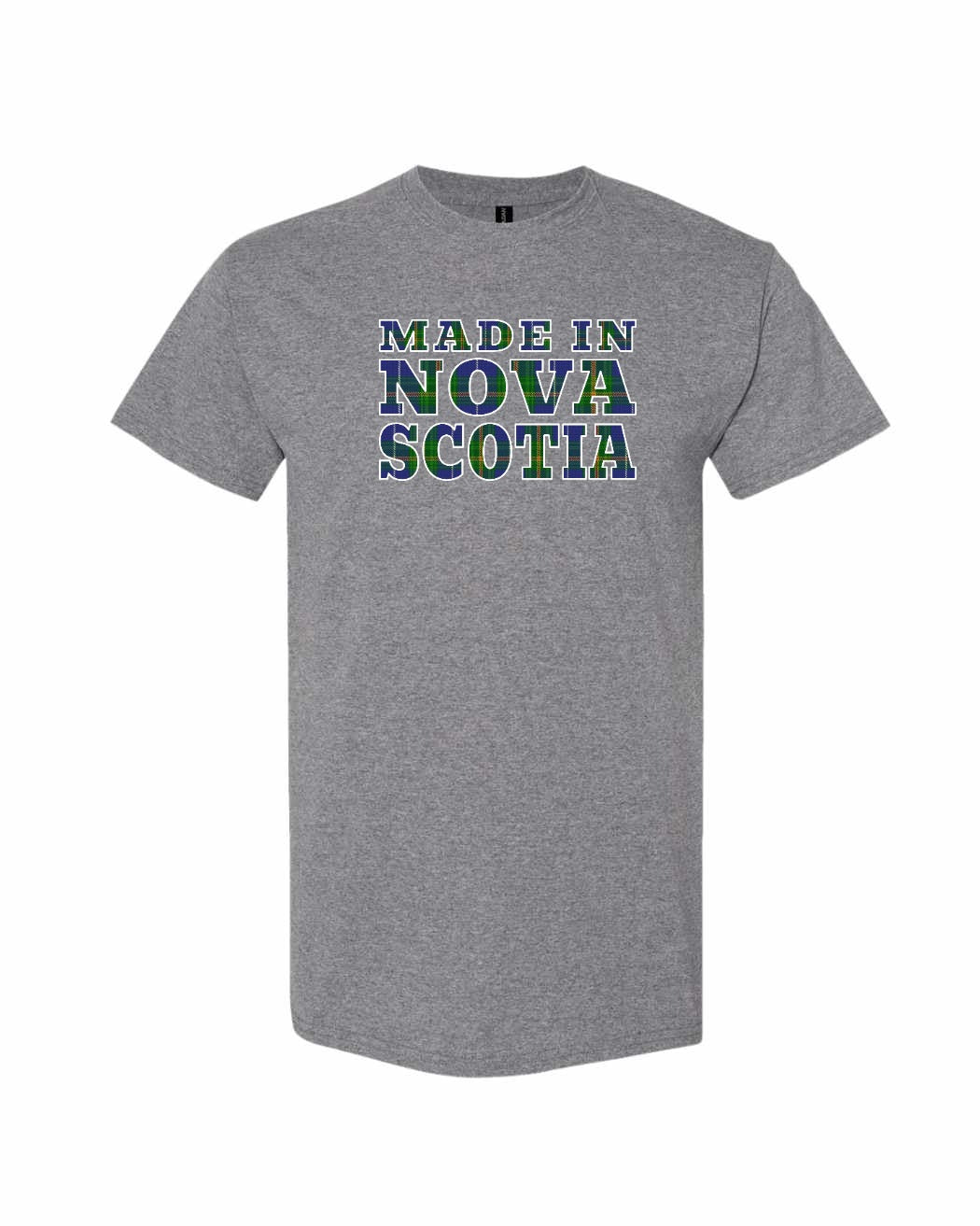 Made In Nova Scotia ( Tartan Lettering) Full mens-tee