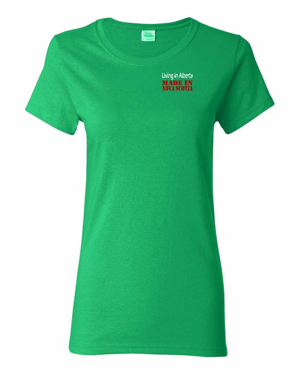 Living Alberta Made in Nova Scotia Left Chest womens-tee