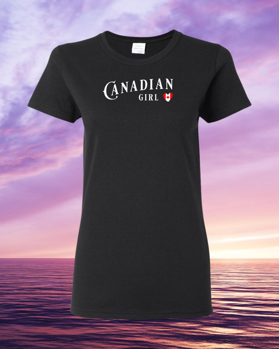 Canadian Girl heart flag Tee - Gildan Canada (sewn Internationally)