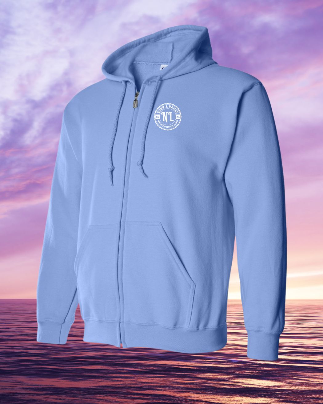 Born & Raised in Newfoundland left chest Print Zip Hoodie