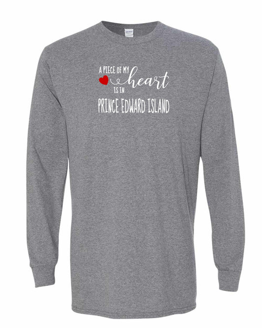 A Piece Of My Heart is In PEI red heart full Long Sleeve Tee