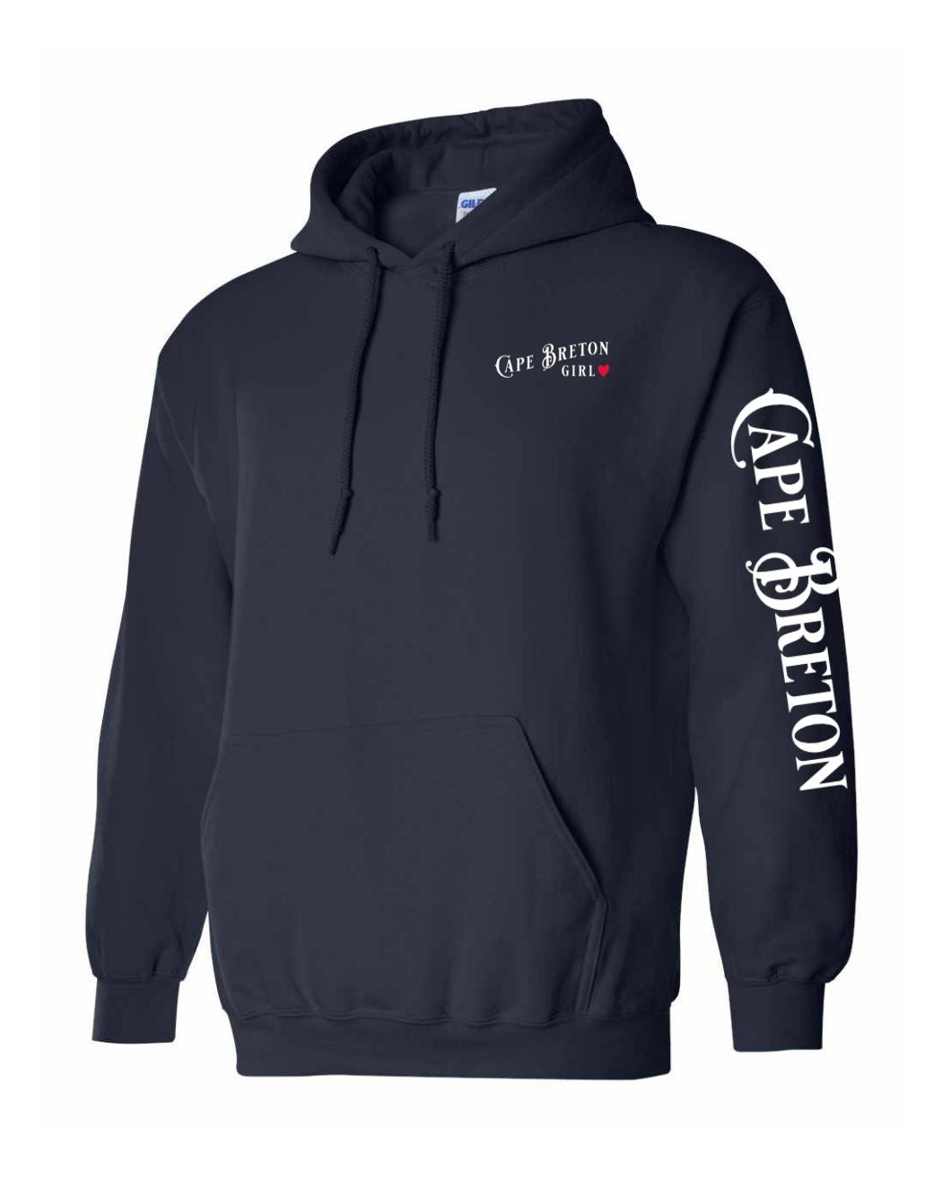 Cape Breton Girl Red Heart Left chest and Sleeve Pullover Hoodie