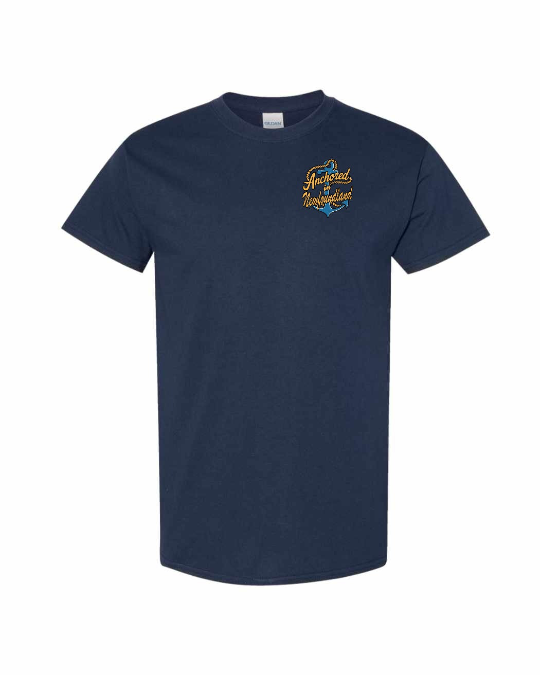 Anchored in Newfoundland (New Design) Left Chest Men's Tee