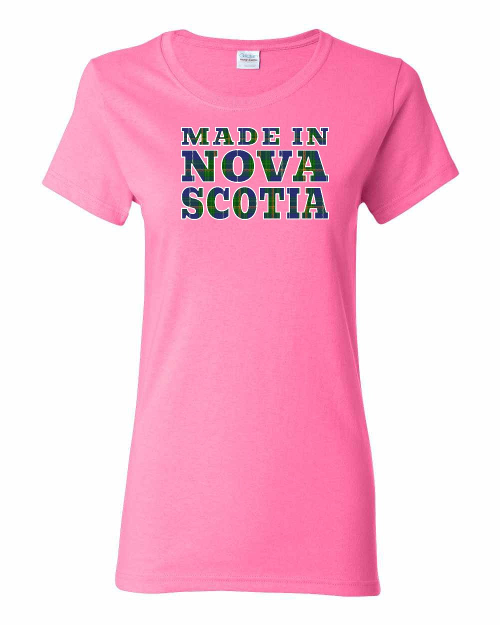 Made In Nova Scotia ( Tartan Lettering) Full womens-tee