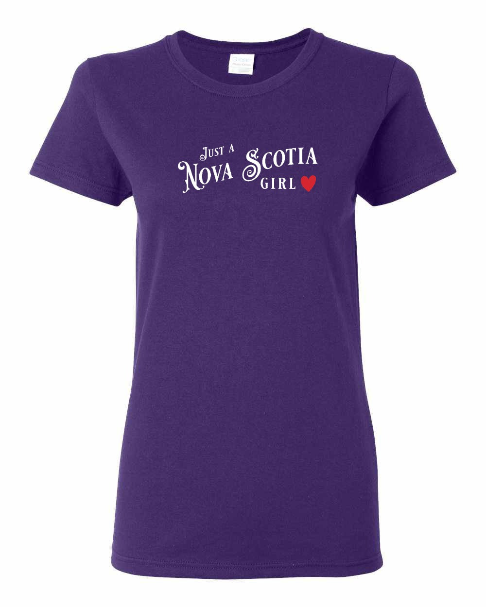 Just a Nova Scotia Girl Red Heart Full womens-tee