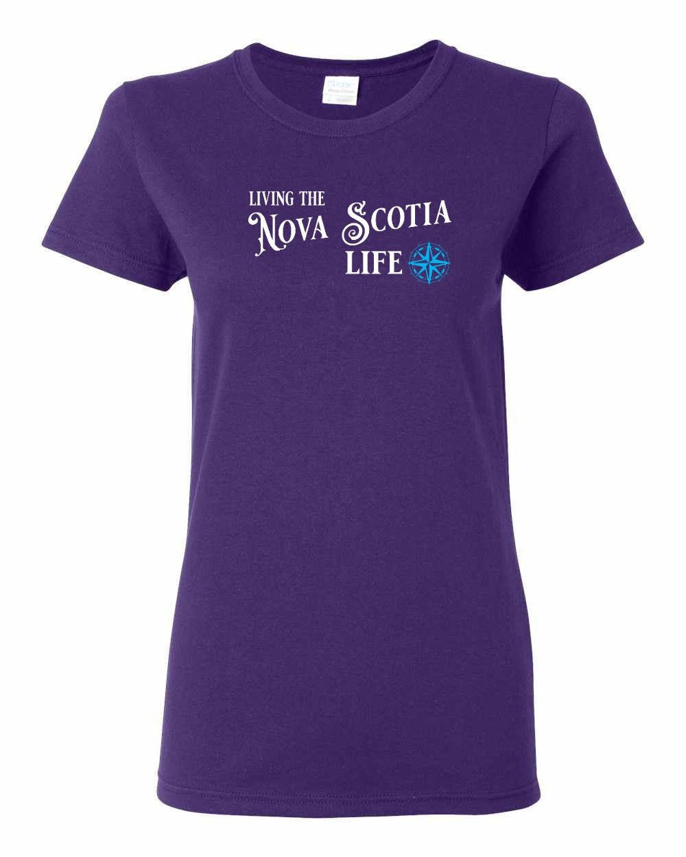 Living the Nova Scotia Life blue Full womens-tee