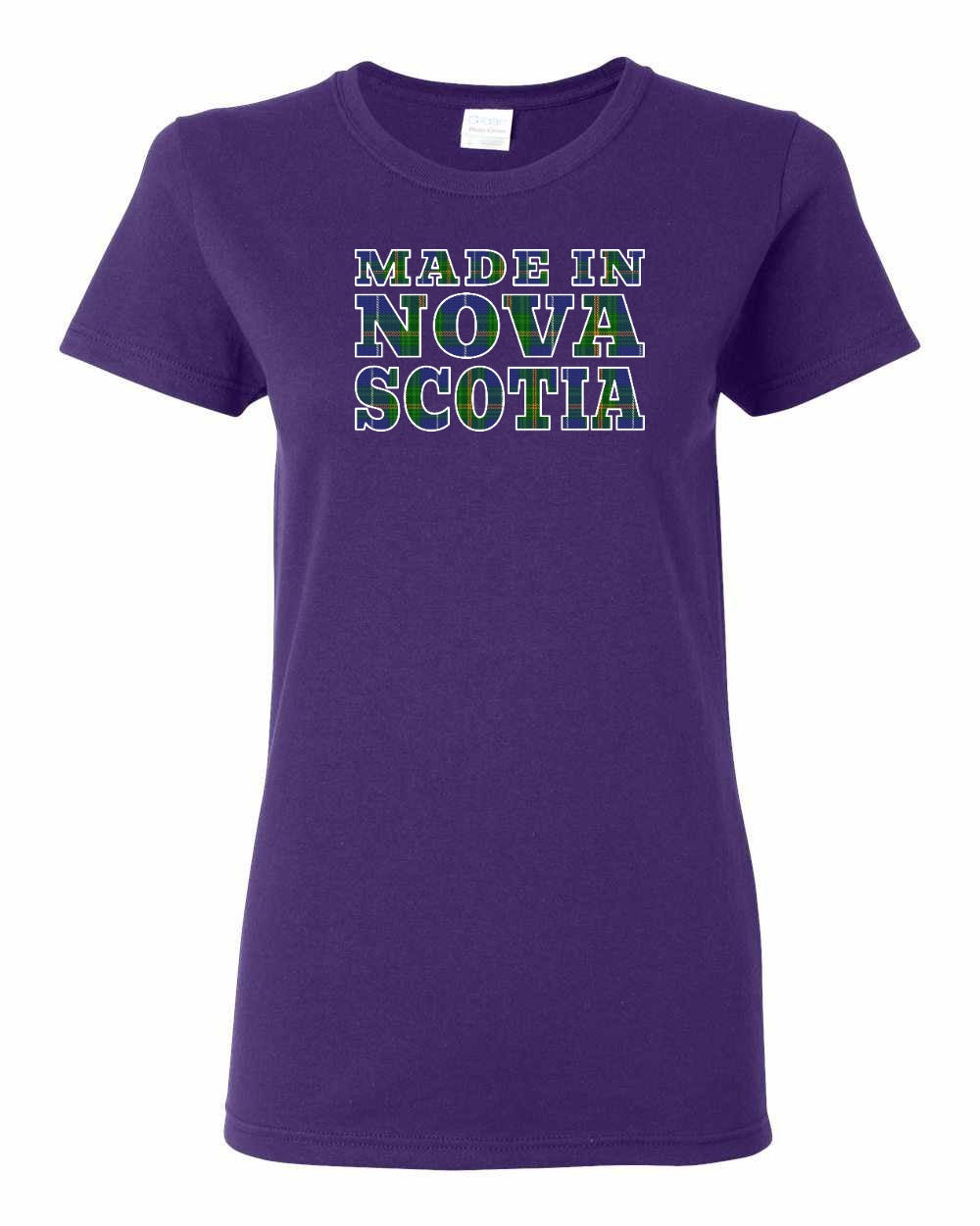 Made In Nova Scotia ( Tartan Lettering) Full womens-tee