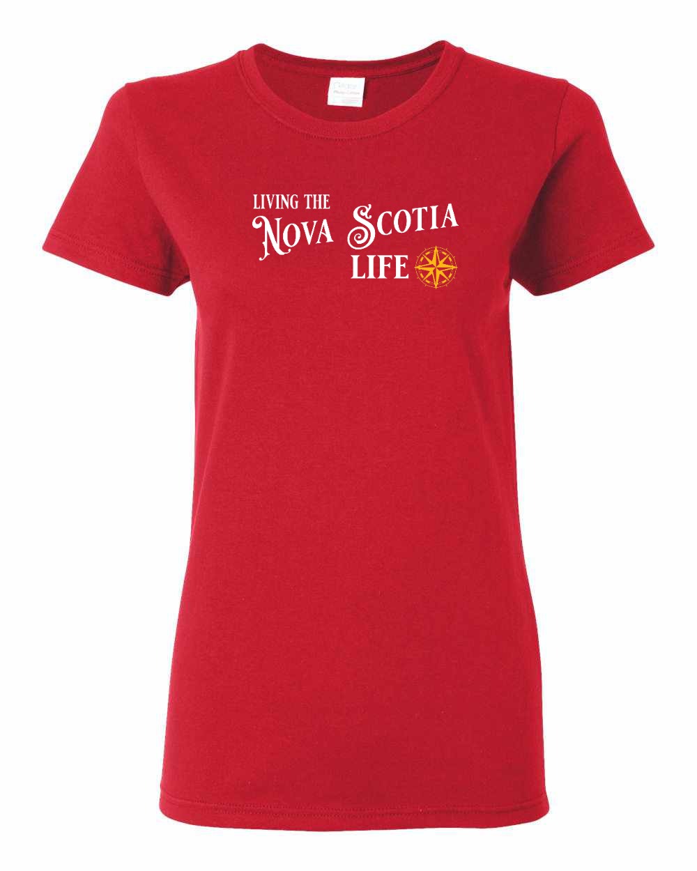 Living the Nova Scotia Life yellow Full womens-tee