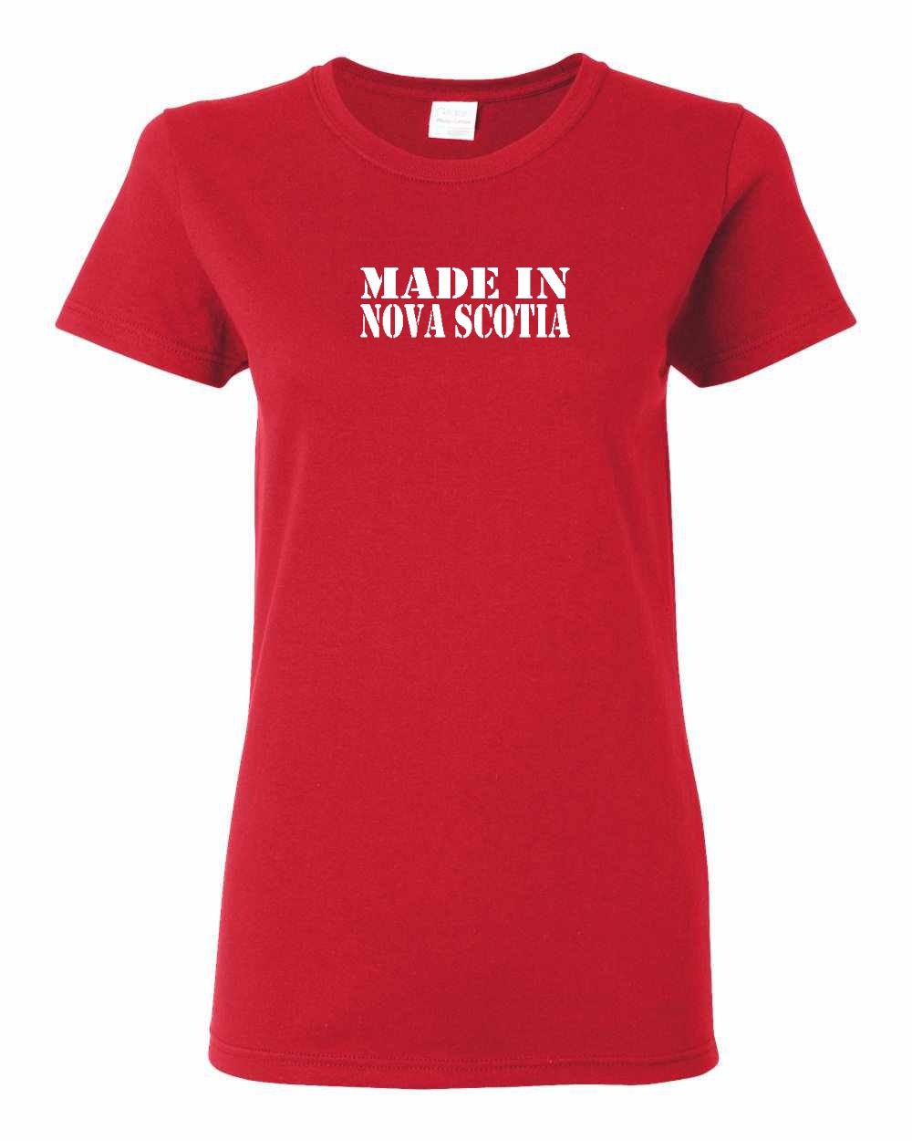 Made In Nova Scotia ( White Lettering) Full womens-tee