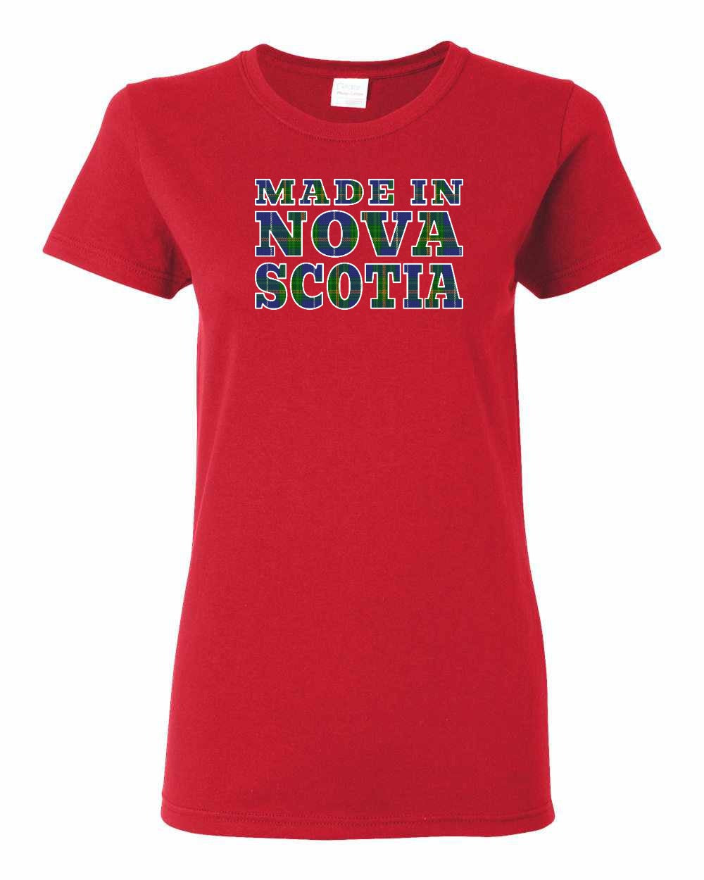 Made In Nova Scotia ( Tartan Lettering) Full womens-tee