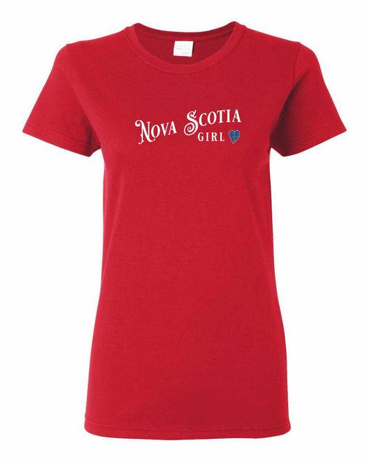 Nova Scotia Girl Tartan Heart Full womens-tee