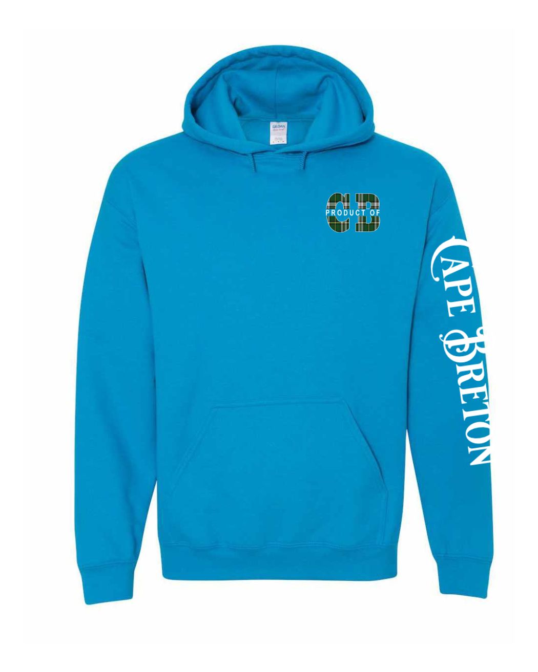 Product of Cape Breton Left chest and Sleeve Pullover Hoodie