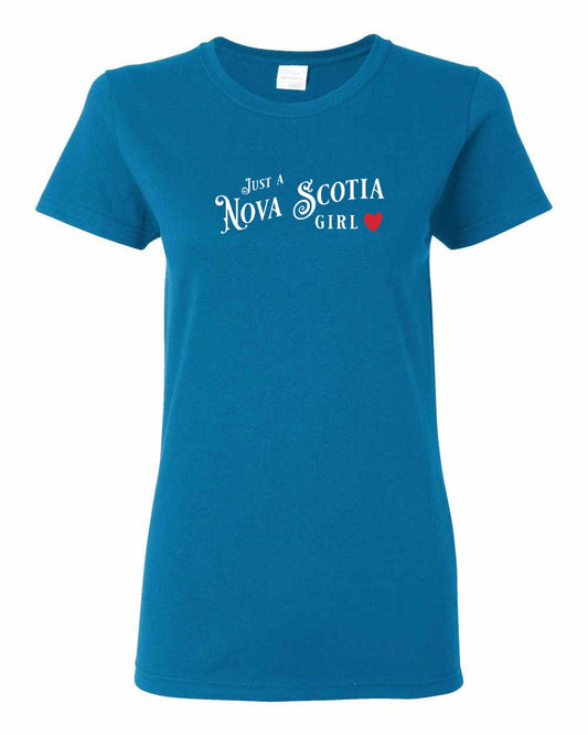 Just a Nova Scotia Girl Red Heart Full womens-tee