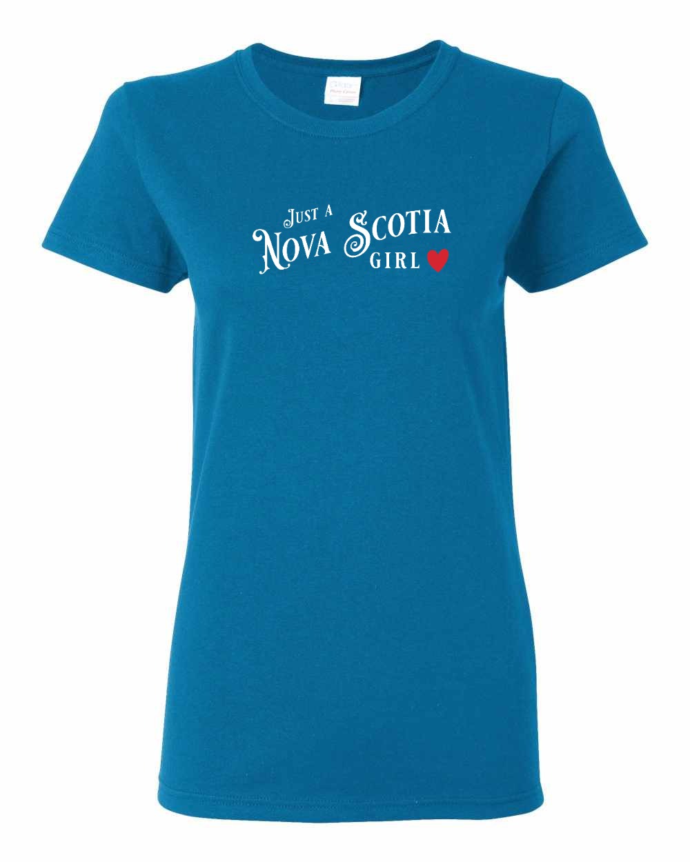 Just a Nova Scotia Girl Red Heart Full womens-tee