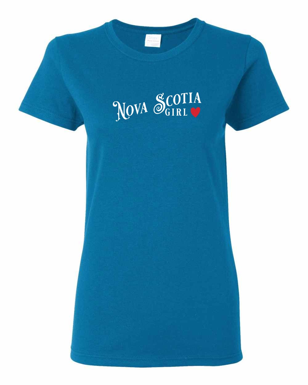Nova Scotia Girl Red Heart Full womens-tee