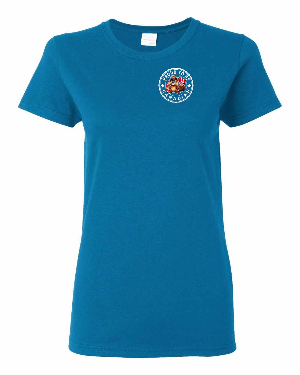 Proud to be Canadian Beaver Left Chest and Back Women's Tee