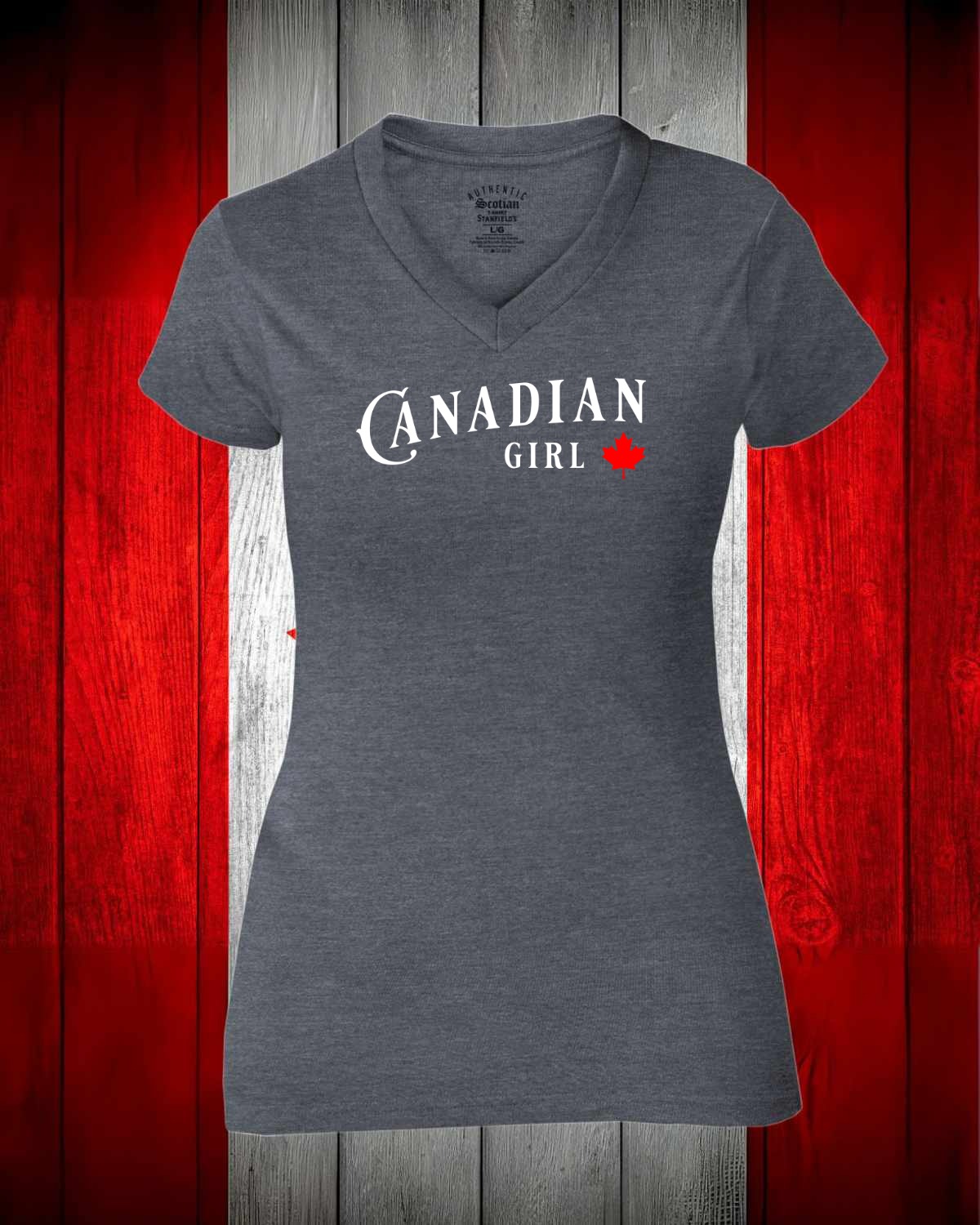 Canadian Girl Leaf Full Women's V-neck Stanfield's Tee