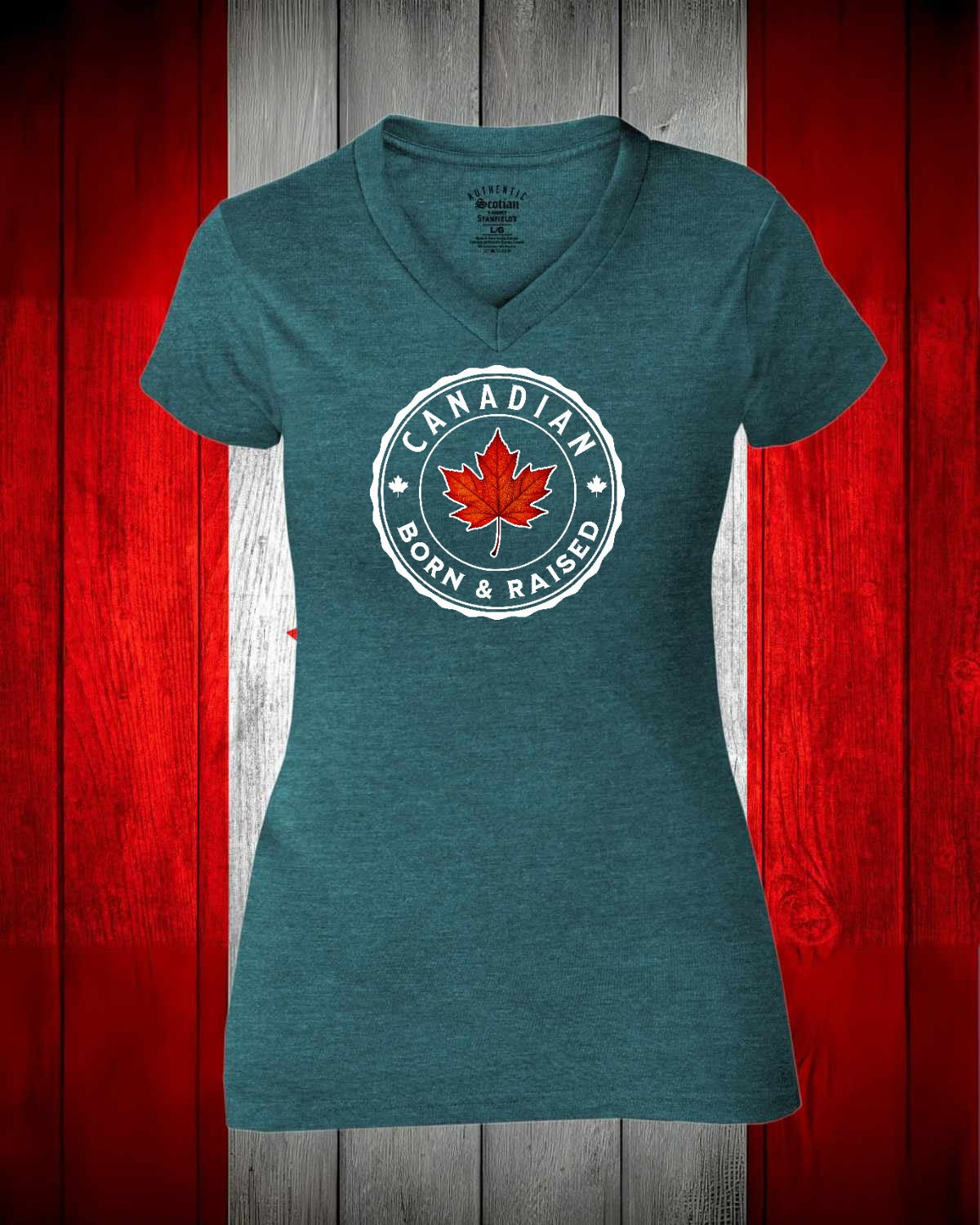 Canadian Born & Raised Full Women's V-neck Stanfield's Tee