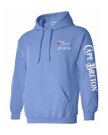 A piece of my heart is in Cape Breton Red Heart Left chest and Sleeve Pullover Hoodie