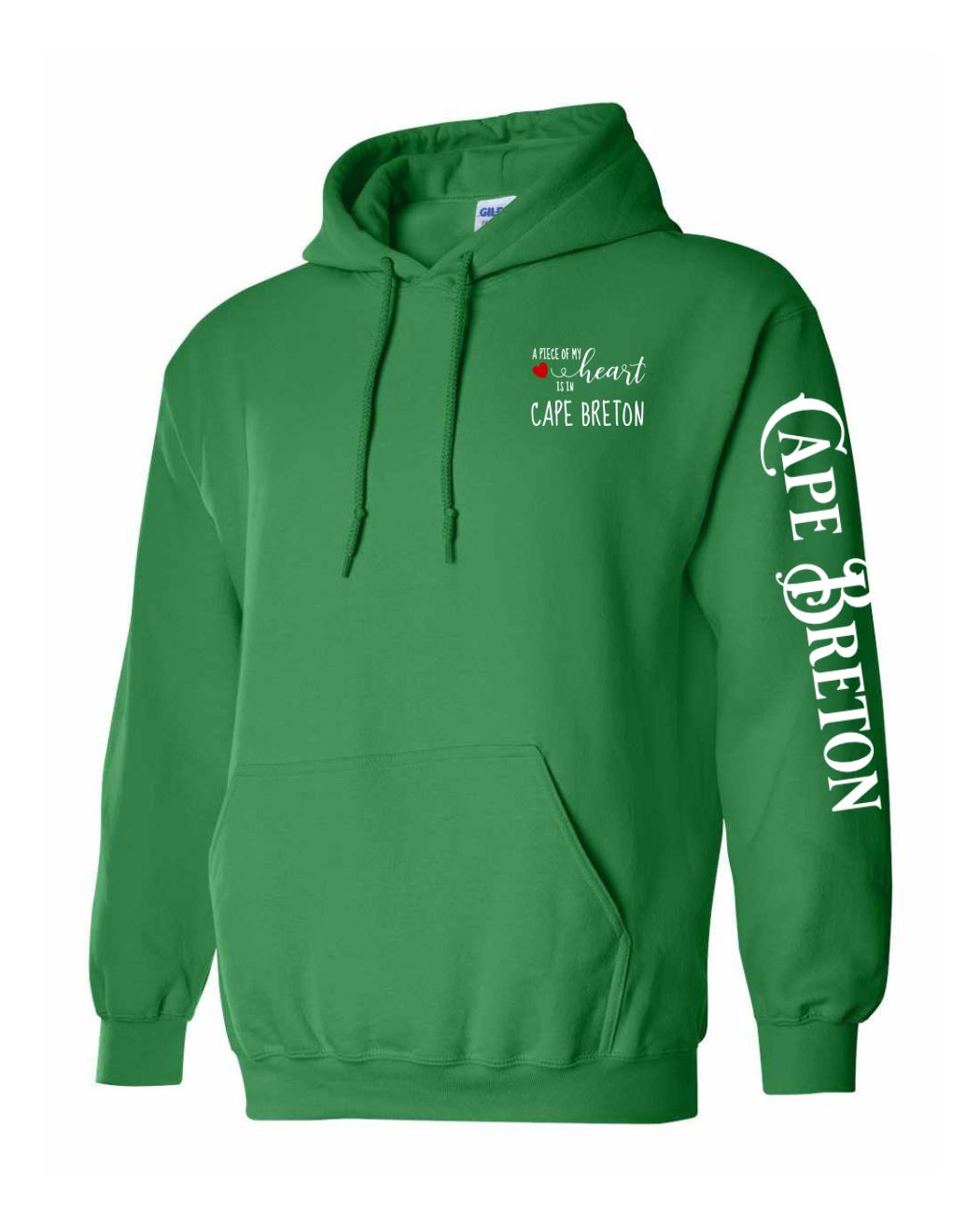 A piece of my heart is in Cape Breton Red Heart Left chest and Sleeve Pullover Hoodie