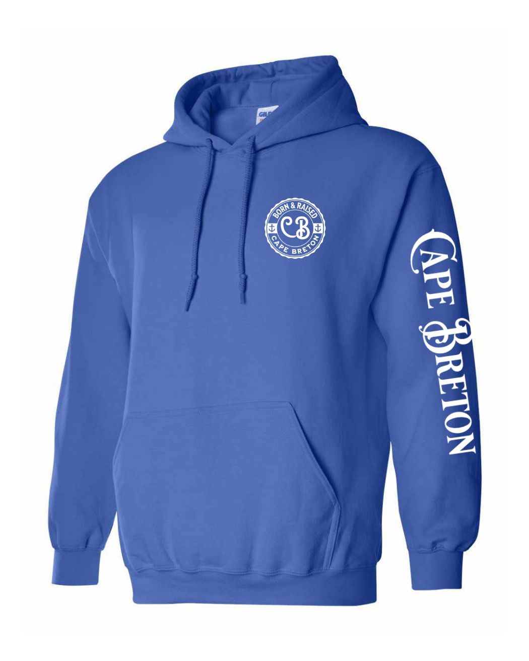 Born and Raised Cape Breton Left chest and Sleeve Pullover Hoodie