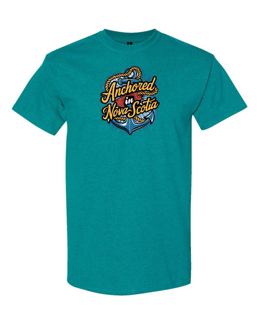 Anchored In Nova Scotia Large Unisex Tee