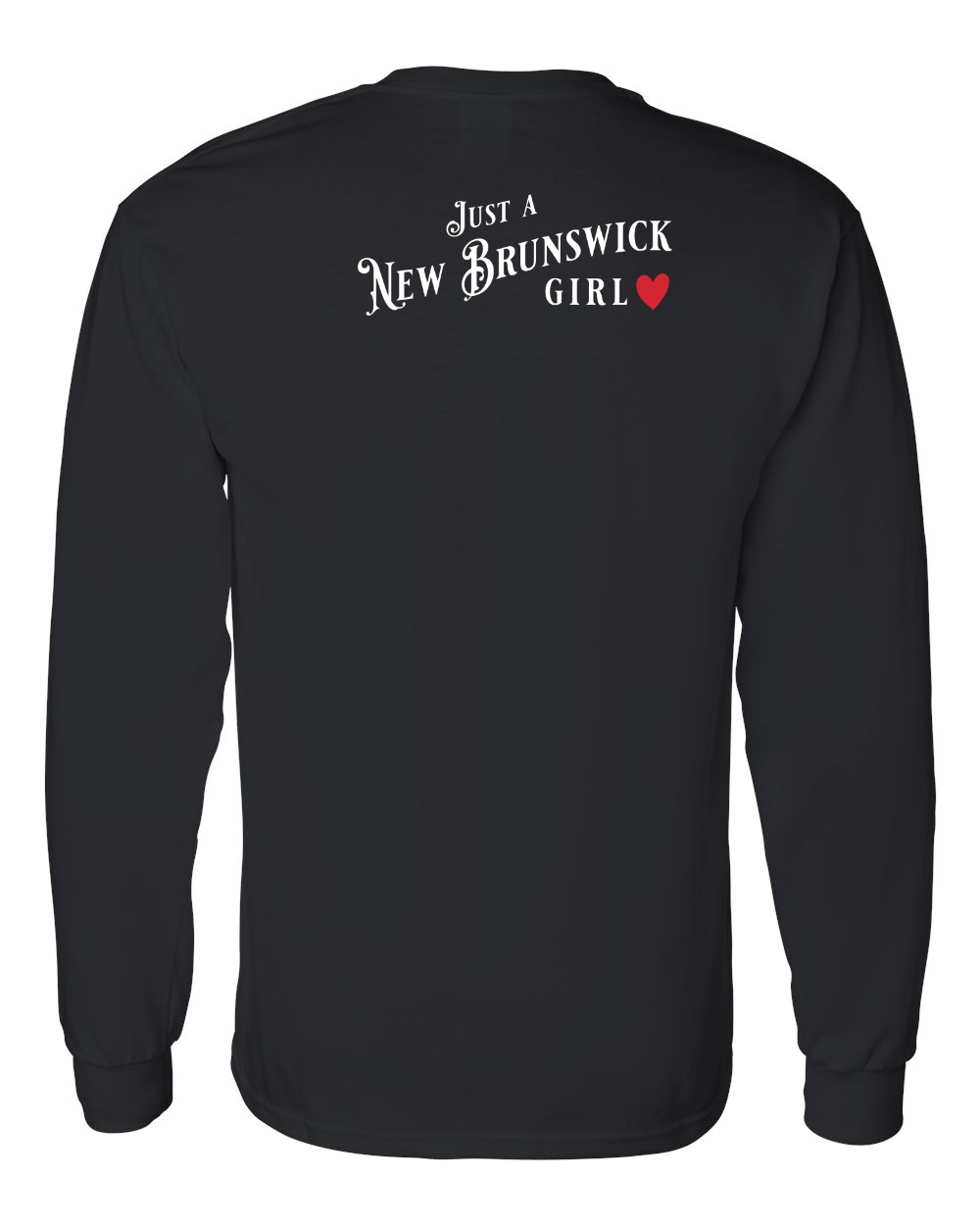 Just a NB Girl Red Heart Left Chest and Back Long Sleeve Tee - Unisex
