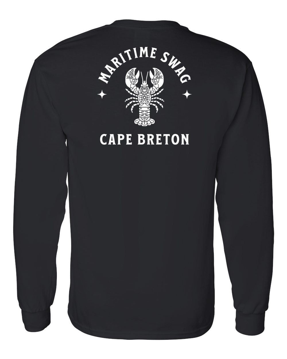 Maritime Swag Cape Breton Mandala white Lobster Left Chest and Back Long Sleeve Tee