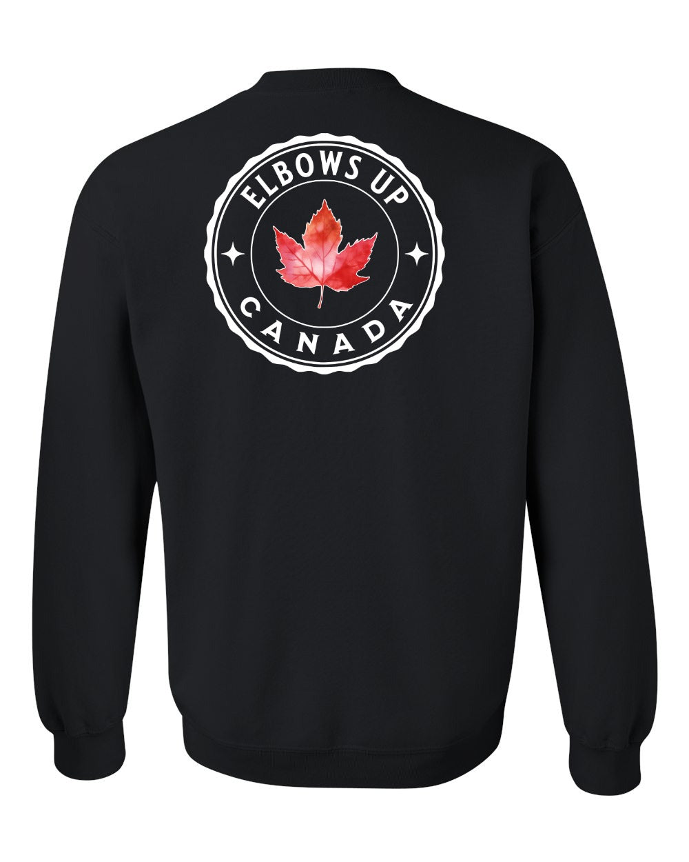 Elbows up Leaf Left Chest and Back Crewneck Sweatshirt - Gildan Canada (sewn Internationally) - Unisex