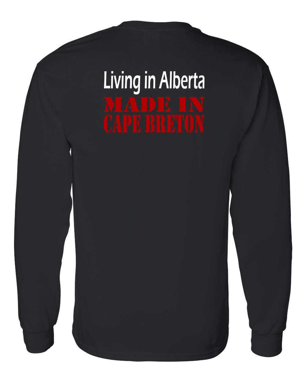 Living Alberta Made in Cape Breton Left Chest and Back Long Sleeve Tee