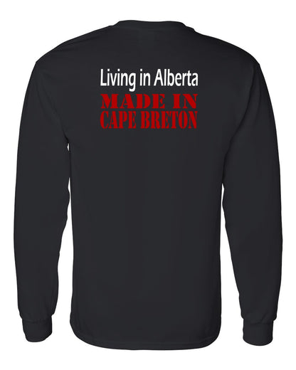 Living Alberta Made in Cape Breton Left Chest and Back Long Sleeve Tee