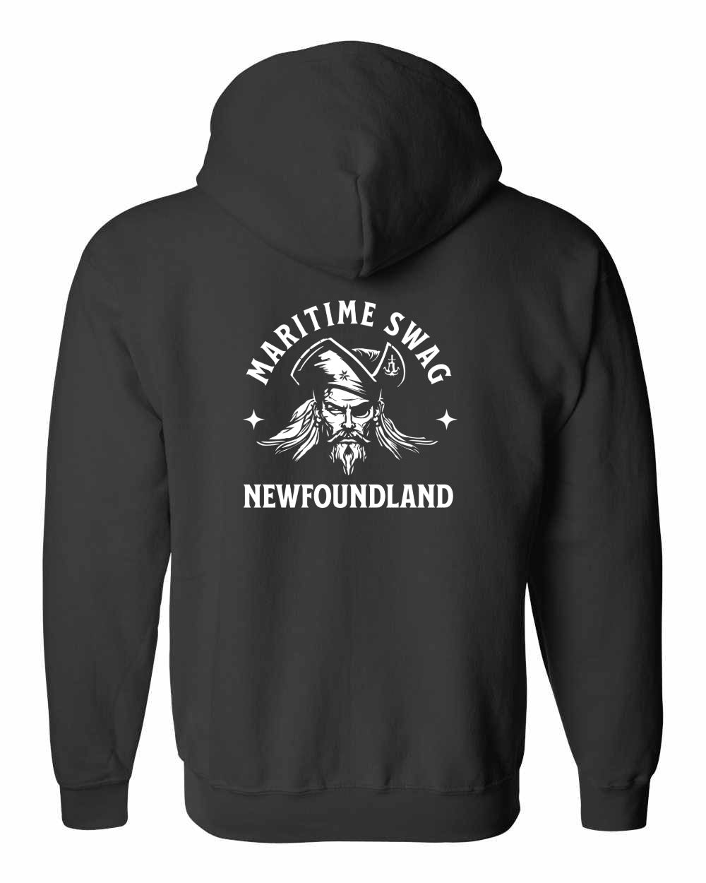 Maritime Swag NFLD Pirate Left Chest and Back Zip Hoodie - Unisex